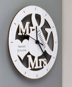 Personalised Mr & Mrs Shape Wooden Clock