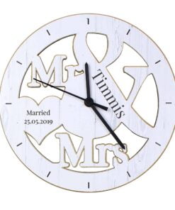 Personalised Mr & Mrs Shape Wooden Clock
