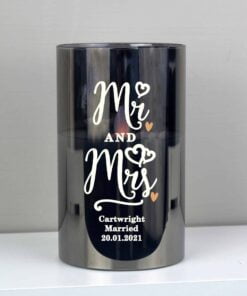Personalised Mr & Mrs Smoked Glass LED Candle