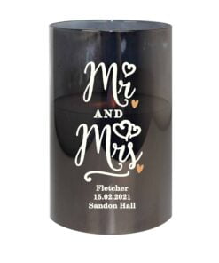Personalised Mr & Mrs Smoked Glass LED Candle