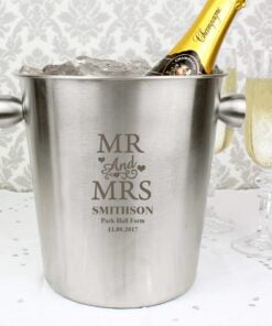 Personalised Mr & Mrs Stainless Steel Ice Bucket