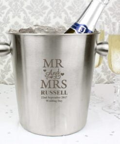 Personalised Mr & Mrs Stainless Steel Ice Bucket