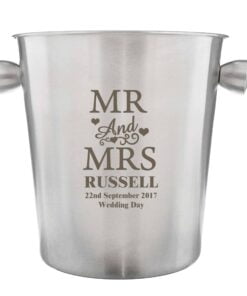 Personalised Mr & Mrs Stainless Steel Ice Bucket