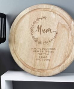 Personalised Mum Round Wooden Chopping Heart