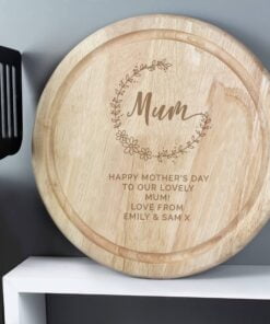 Personalised Mum Round Wooden Chopping Heart