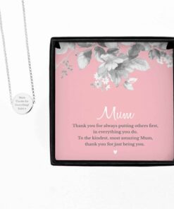 Personalised Mum Sentiment Silver Tone Necklace and Box