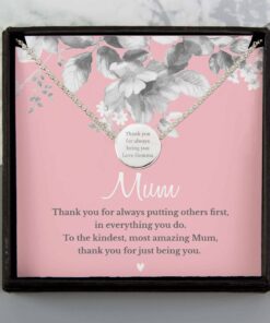 Personalised Mum Sentiment Silver Tone Necklace and Box