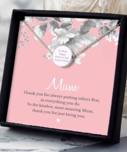 Personalised Mum Sentiment Silver Tone Necklace and Box