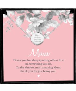Personalised Mum Sentiment Silver Tone Necklace and Box