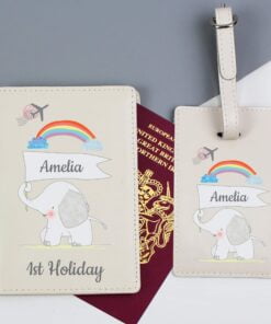 Personalised My 1st Cream Passport Holder & Luggage Tag Set