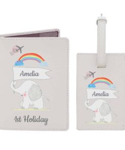 Personalised My 1st Cream Passport Holder & Luggage Tag Set