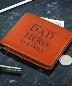 Personalised My Dad is My Hero Tan Leather Wallet