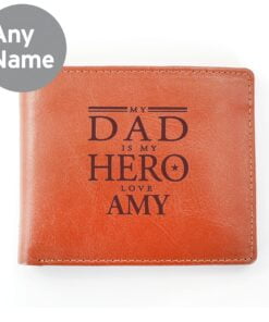 Personalised My Dad is My Hero Tan Leather Wallet