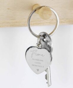 Personalised Name and Message Diamante Heart Keyring