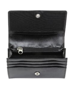 Personalised Name & Hearts Black Leather Purse