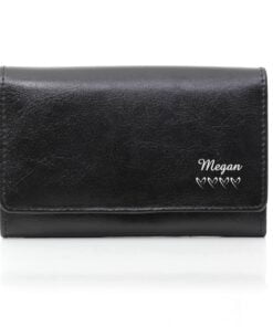 Personalised Name & Hearts Black Leather Purse