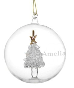Personalised Name Only Christmas Tree Glass Bauble