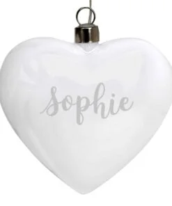 Personalised Name Only LED Hanging Glass Heart
