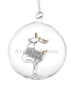 Personalised Name Only Reindeer Glass Bauble