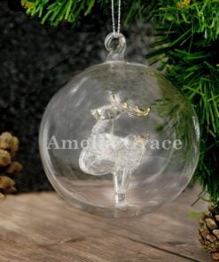 Personalised Name Only Reindeer Glass Bauble