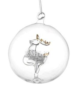 Personalised Name Only Reindeer Glass Bauble