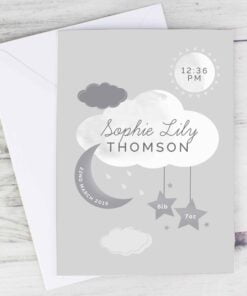 Personalised New Baby Moon & Stars Card