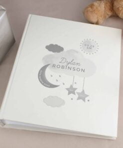 Personalised New Baby Moon & Stars Album with Sleeves