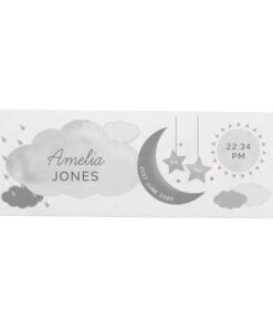 Personalised New Baby Moon & Stars Wooden Block Nursery Sign