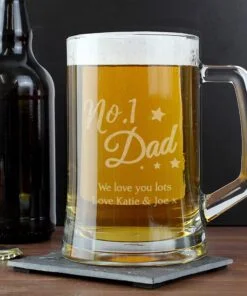Personalised No.1 Dad Glass Pint Stern Tankard