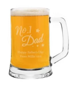 Personalised No.1 Dad Glass Pint Stern Tankard