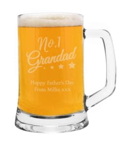 Personalised No.1 Grandad Glass Pint Stern Tankard
