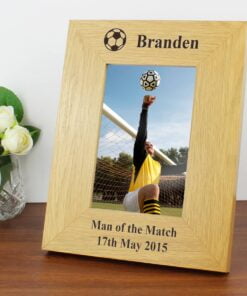 Personalised Oak Finish 4×6 Football Photo Frame