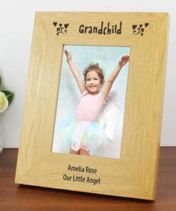 Personalised Oak Finish 4×6 Grandchild Photo Frame