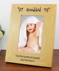 Personalised Oak Finish 4×6 Grandchild Photo Frame
