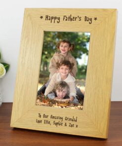 Personalised Oak Finish 4×6 Happy Fathers Day Photo Frame