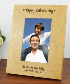 Personalised Oak Finish 4×6 Happy Fathers Day Photo Frame