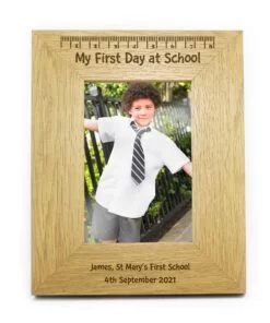 Personalised Oak Finish 4×6 My First Day At School Photo Frame