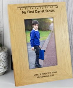 Personalised Oak Finish 4×6 My First Day At School Photo Frame