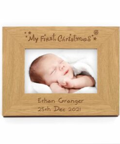 Personalised Oak Finish 6×4 My First Christmas Photo Frame
