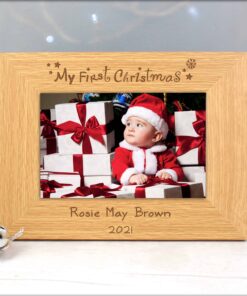 Personalised Oak Finish 6×4 My First Christmas Photo Frame