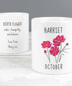 Personalised October Birth Flower – Cosmos Mug