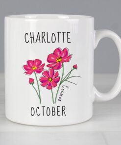 Personalised October Birth Flower – Cosmos Mug