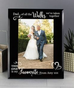 Personalised Of All the Walks… Wedding 5×7 Black Glass Photo Frame