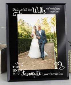 Personalised Of All the Walks… Wedding 5×7 Black Glass Photo Frame