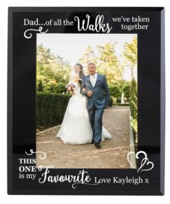 Personalised Of All the Walks… Wedding 5×7 Black Glass Photo Frame
