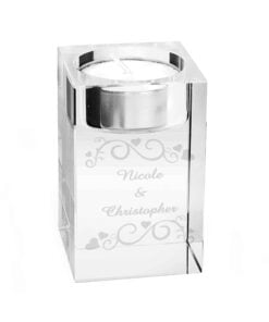 Personalised Ornate Swirl Glass Tea Light Candle Holder