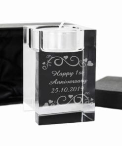 Personalised Ornate Swirl Glass Tea Light Candle Holder