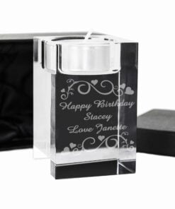 Personalised Ornate Swirl Glass Tea Light Candle Holder