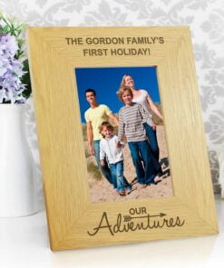 Personalised Our Adventures 4×6 Oak Finish Photo Frame