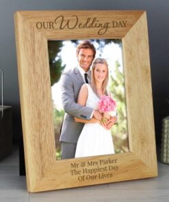 Personalised ‘Our Wedding Day’ 5×7 Wooden Photo Frame